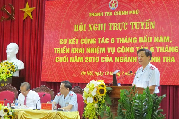 Tổng Thanh tra Chính phủ Lê Minh Khái phát biểu khai mạc hội nghị. Ảnh H.G