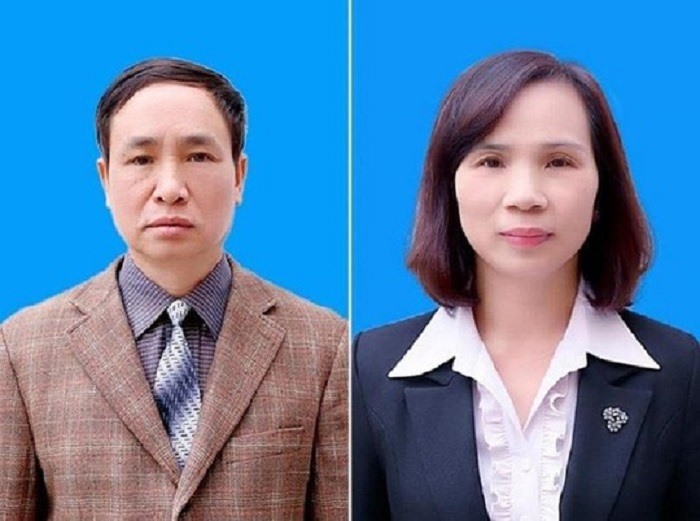 Hai cựu phó giám đốc Sở GD&ĐT Hà Giang Phạm Văn Khuông (trái) và Triệu Thị Chính (phải). Ảnh: Sở GD Hà Giang