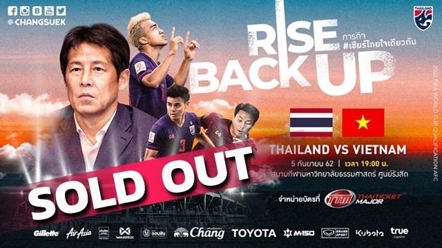 Vé xem “đại chiến”  ĐT Thái Lan và ĐT Việt Nam bán hết chỉ trong vòng 15 phút. Ảnh: Siam Sport