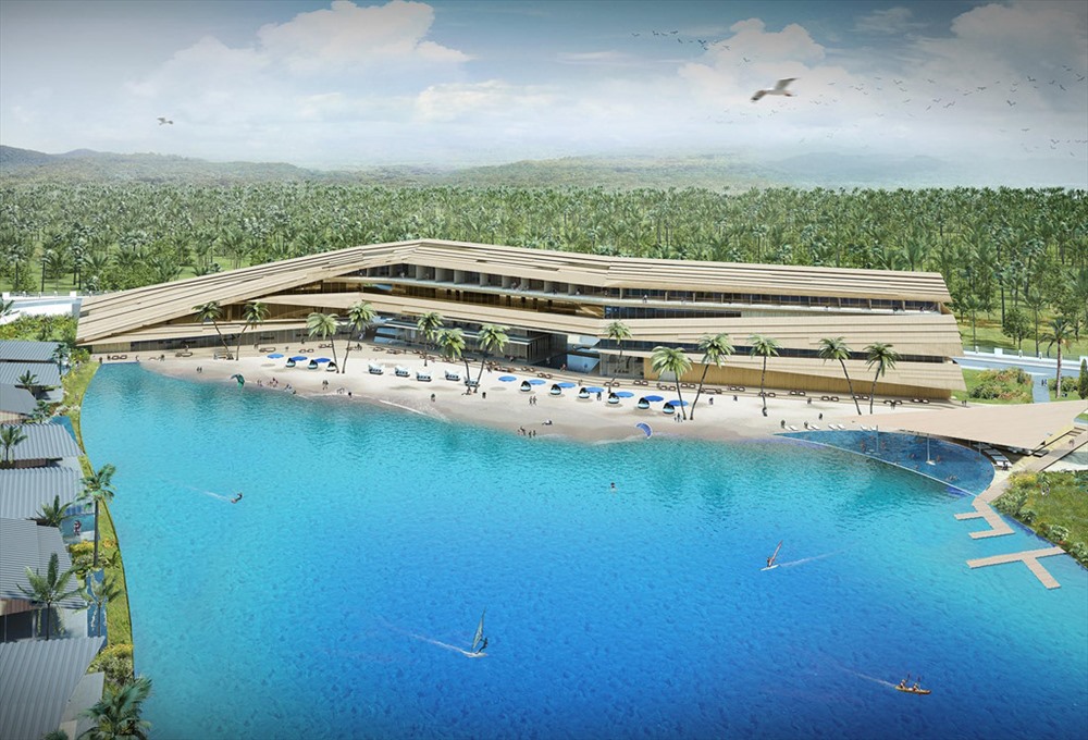 3. Hồ bơi tại khu biệt thự sang trọng MahaSamutr (Hua Hin, Thái Lan) được xây dựng bởi công ty nổi tiếng Crystal Lagoons. Sở hữu diện tích hơn 70.000 m2, hồ bơi này đánh bật mọi công trình khác ở châu Á. Khoảng 80 căn biệt thự được xây dựng tại khu nghỉ dưỡng cao cấp này. MahaSamutr được thiết kế bởi kiến trúc sư nổi tiếng Kengo Kuma, người Nhật Bản. Giá biệt thự dao động từ 1,2-2,5 triệu USD. Ảnh: MahaSamutr.