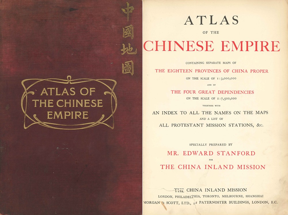 Sách - Atlas of the Chinese Empire, Phái bộ truyền giáo Trung hoa, 1908 (35cm x 24cm). Sách có 23 bản đồ.