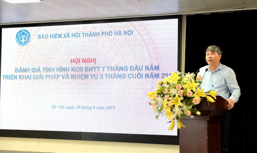Giám đốc BHXH Thành phố Nguyễn Đức Hòa phát biểu tại Hội nghị.