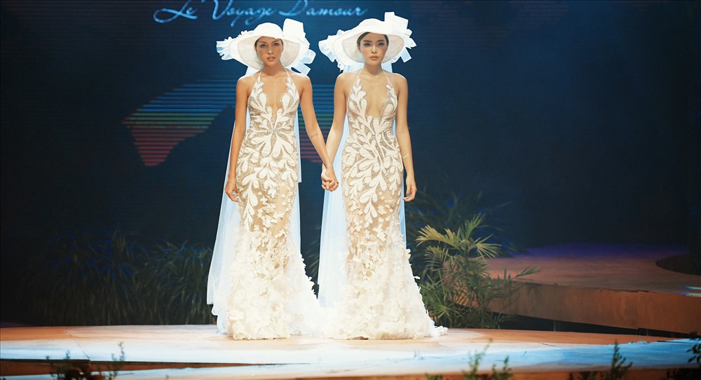 Hoa hậu Kỳ Duyên tự tin sải bước bên bạn thân Minh Triệu trong Lễ hội Cưới lớn nhất năm 2019. Ảnh: NVCC.