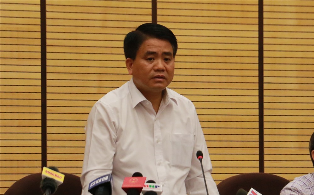 Chủ tịch UBND thành phố Hà Nội thông tin về vụ Đồng Tâm. Ảnh: NH