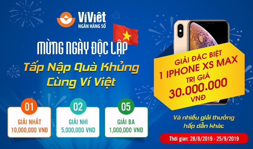 Buổi lễ quay số trúng thưởng dự kiến được tổ chức vào ngày 30.9.2019 và sẽ được phát trực tiếp (Livestream) trên Facebook fanpage của Ví Việt.