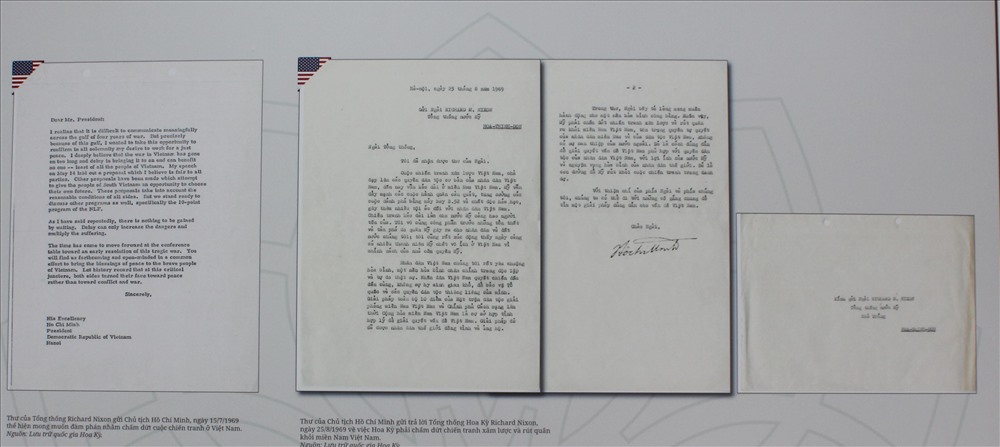 Bức thư Bác Hồ gửi Tổng thống Mỹ Nixon 8 ngày trước khi Người ra đi mãi mãi. Ảnh T.Vương