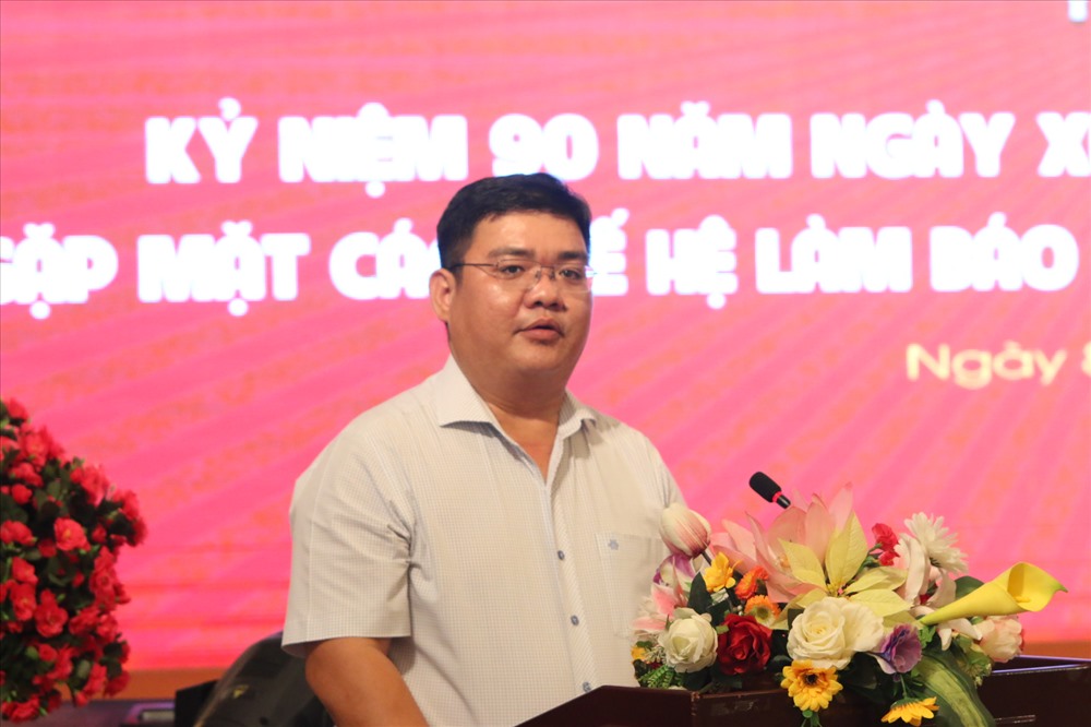 Ông Trần Vũ Duy Mẫn - Phó chủ tịch thường trực LĐLĐ thành phố Đà Nẵng phát biểu tại lễ kỷ niệm. Ảnh: Bùi Hoàng Vinh