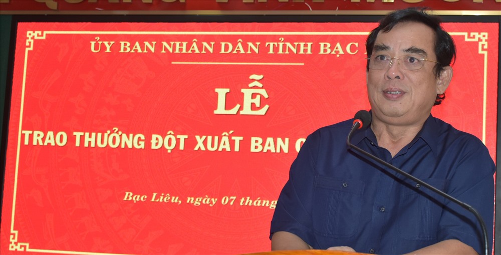 Chủ tịch UBND tỉnh Bạc Liêu Dương Thành Trung phát biểu tại buỗi lễ (ảnh Trọng Nguyễn)