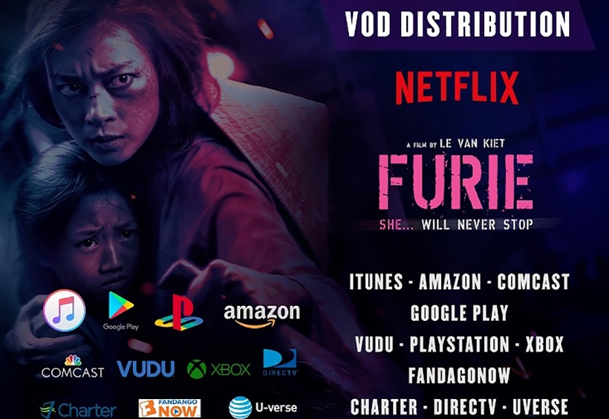 Bộ phim “Hai Phượng” của Việt Nam được chiếu trên nền tảng Netflix thông qua dịch vụ theo yêu cầu (VOD) với tên tiếng Anh là “Furie” (chụp màn hình).