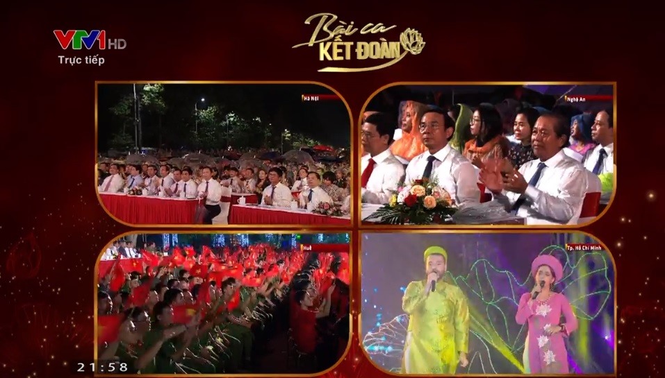 Chương trình cầu truyền hình trực tiếp được tổ chức tại 4 địa điểm gắn với cuộc đời và sự nghiệp Chủ tịch Hồ Chí Minh. Ảnh VTV