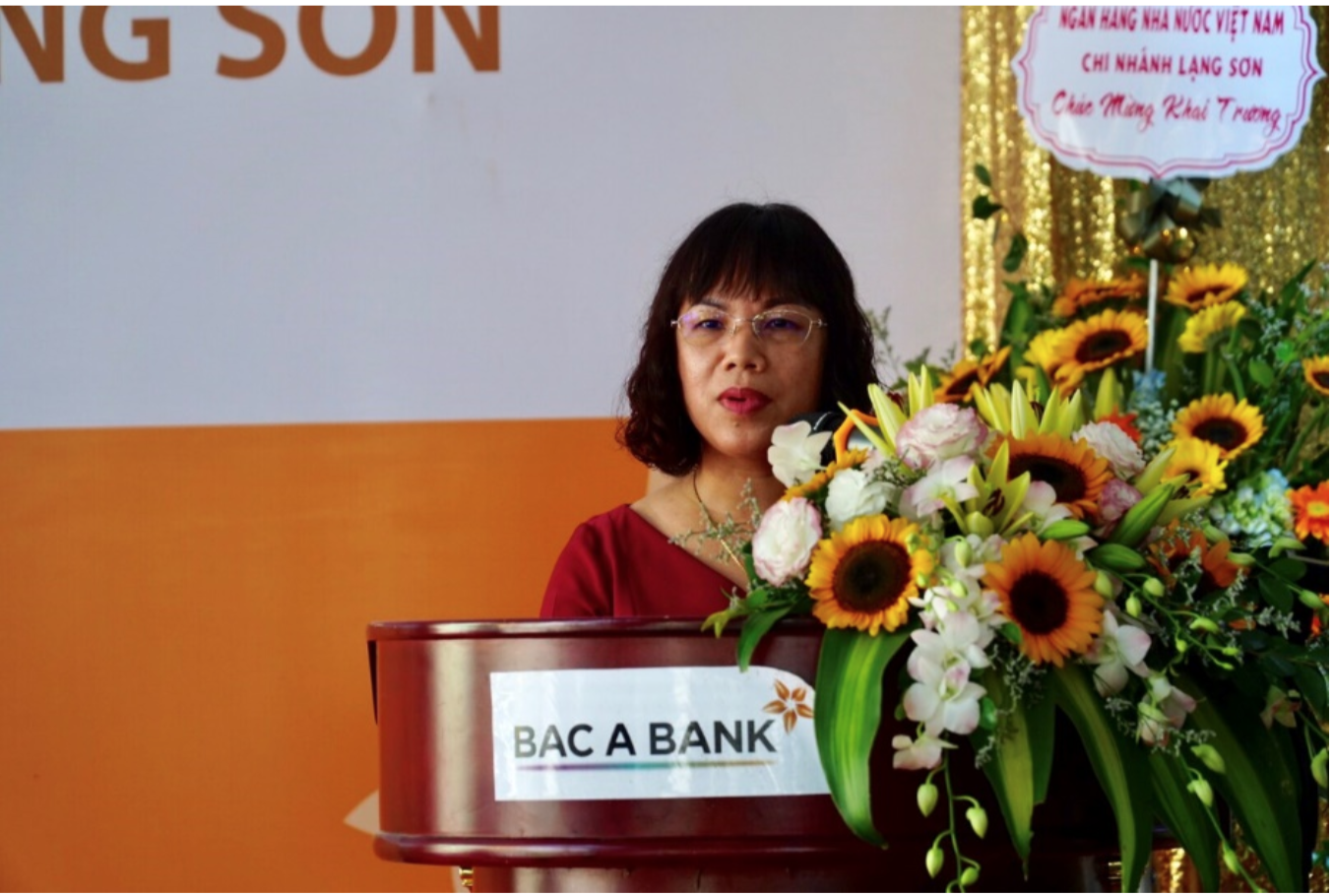Bà Trương Thu Hòa, Giám đốc Ngân hàng Nhà nước CN tỉnh Lạng Sơn phát biểu chỉ đạo