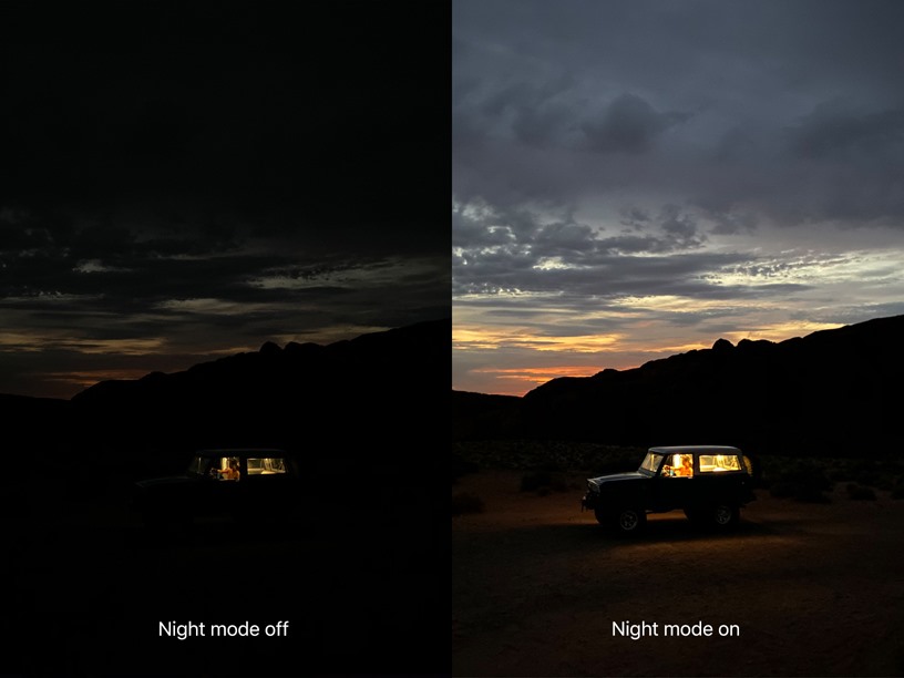 Cảm biến Wide mới với 100% Focus Pixels và phần mềm tiên tiến cho phép chế độ Ban đêm và mang lại những cải tiến lớn cho ảnh chụp trong môi trường ánh sáng yếu trong nhà và ngoài trời, dẫn đến hình ảnh sáng hơn với màu sắc tự nhiên và giảm nhiễu.