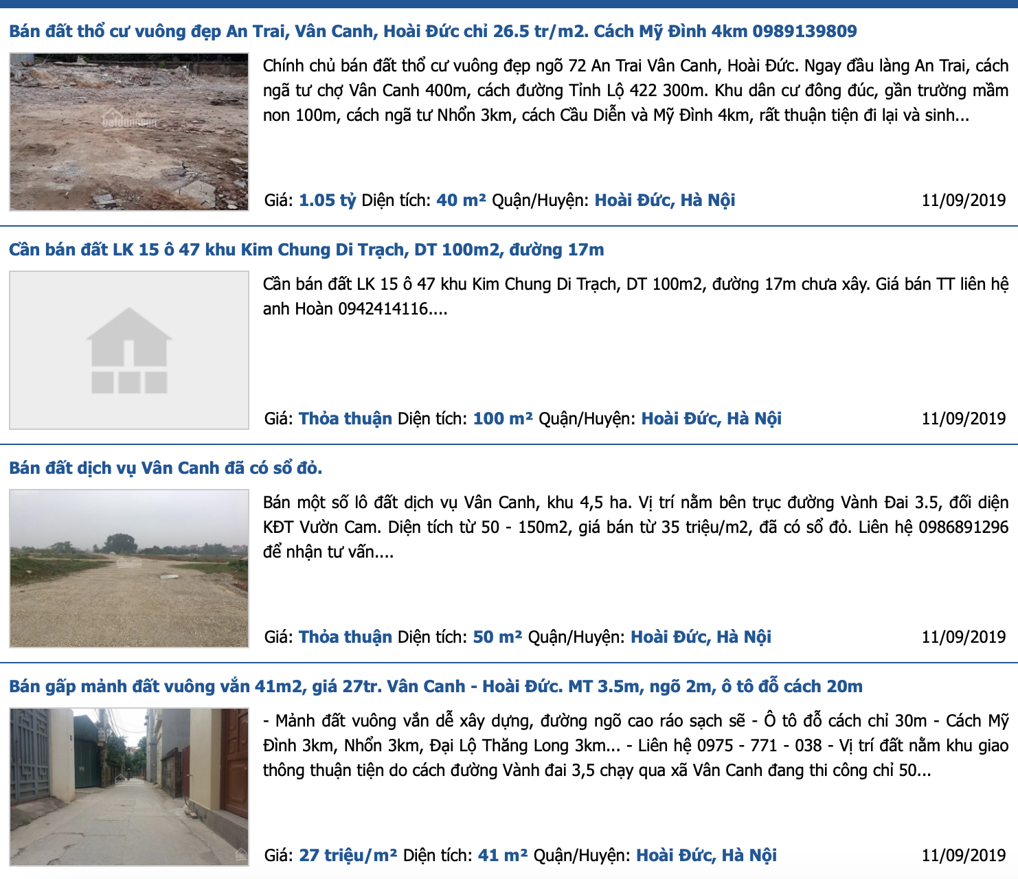 Số lượng tin tức rao bán nhà đất tại Hoài Đức được cho là tăng cao so với thời kỳ trước. Ảnh: batdongsan.com.vn