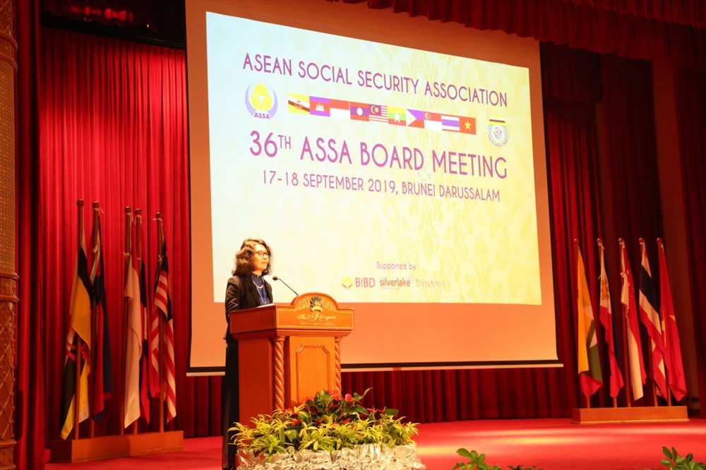 Chủ tịch ASSA nhiệm kỳ 2018-2019, Thứ trưởng, Tổng Giám đốc BHXH Việt Nam Nguyễn Thị Minh phát biểu khai mạc Hội nghị ASSA 36