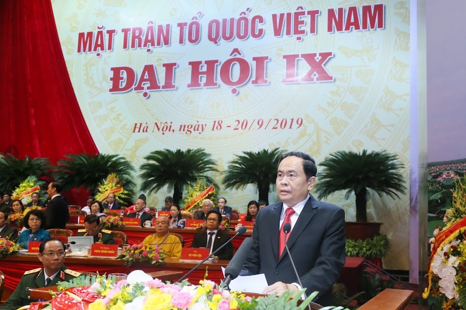 Chủ tịch Uỷ ban Trung ương MTTQ Việt Nam Trần Thanh Mẫn đọc diễn văn khai mạc Đại hội. Ảnh: Quang Vinh