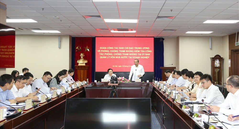 Phó Thủ tướng Thường trực Chính phủ Trương Hoà Bình phát biểu tại cuộc làm việc - Ảnh: VGP/Lê Sơn