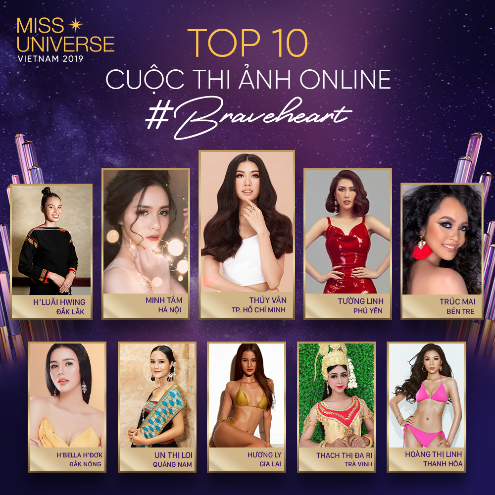 Top 10 người đẹp có lượt bình chọn từ khán giả cao nhất. Ảnh: MUVN.