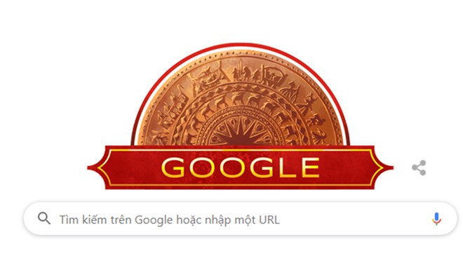 Biểu tượng trống đồng xuất hiện trên Google Doodles nhân Ngày Quốc khánh Việt Nam. Ảnh: Chụp màn hình.
