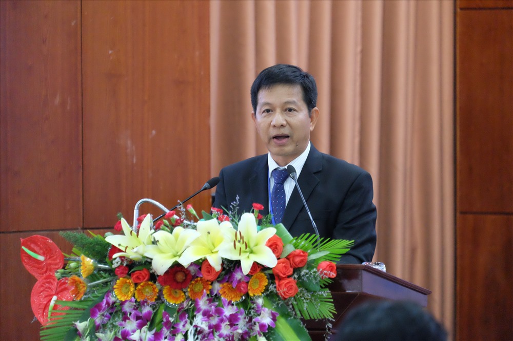 Ông Nguyễn Lê Minh - Phó Chủ tịch Hiệp hội doanh nghiệp nhỏ và vừa TP. Đà Nẵng báo cáo tổng kết. ảnh: H.Vinh