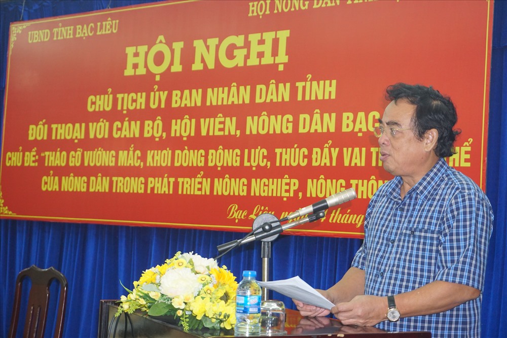 Chủ tịch UBND tỉnh Bạc Liêu Dương Thành Trung đề nghị các ngành, cơ quan điều tra, nắm rõ chấm dứt chuyện cò thao túng tại nông thôn (ảnh Nhật Hồ)