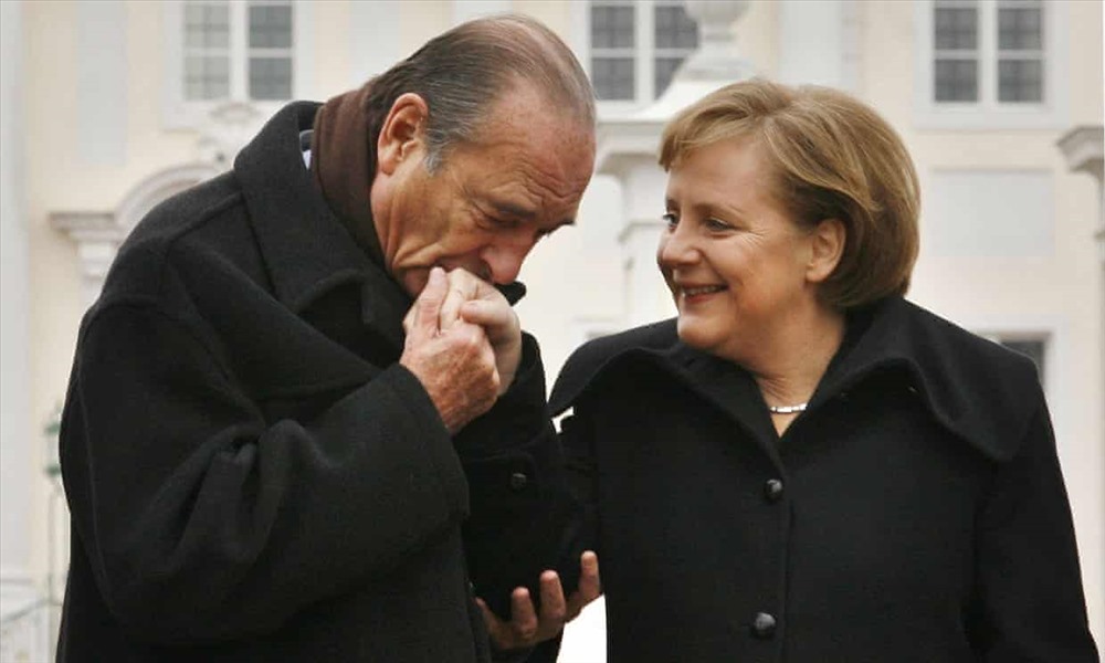 Ông Jacques Chirac và Angela Merkel sau cuộc hội đàm tại Meseberg tháng 2.2007. Ảnh: AFP/Getty Images
