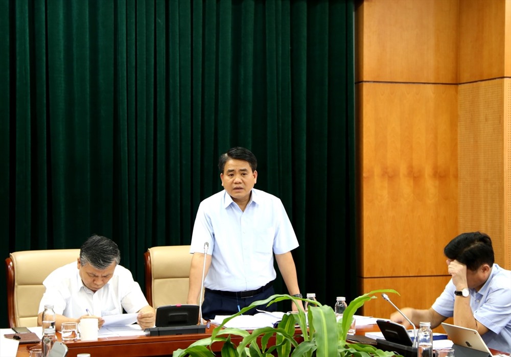 Chủ tịch UBND thành phố Hà Nội Nguyễn Đức Chung phát biểu tại Hội thảo. Ảnh: T.Tuấn