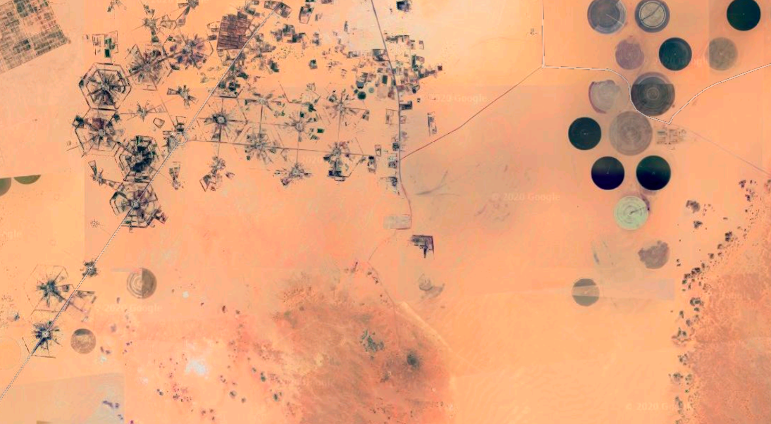Hệ thống thủy lợi tại vùng Al-Jawf, Lybia. Ảnh chụp màn hình Google Maps.