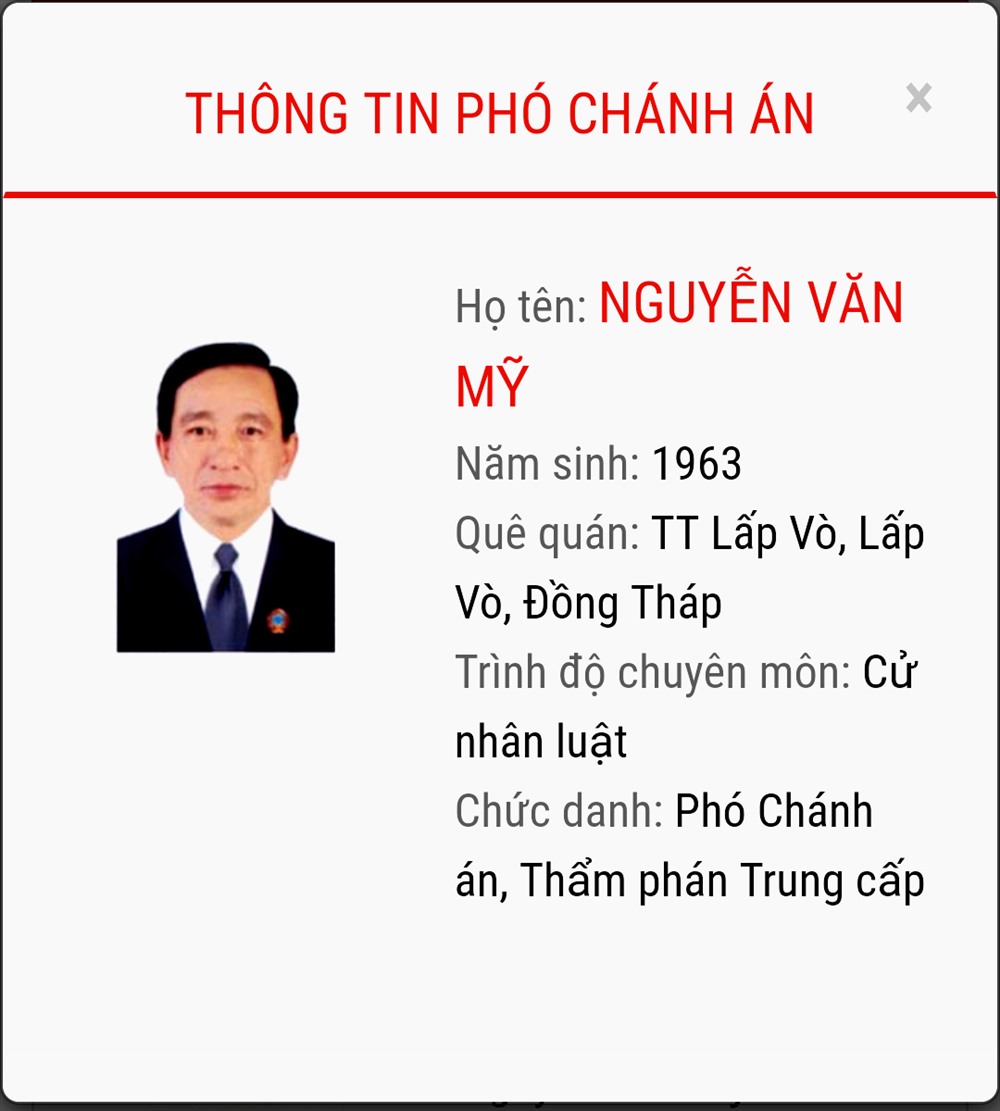 Phó Chánh án TAND tỉnh Đồng Tháp Nguyễn Văn Mỹ. Ảnh: TANDĐT
