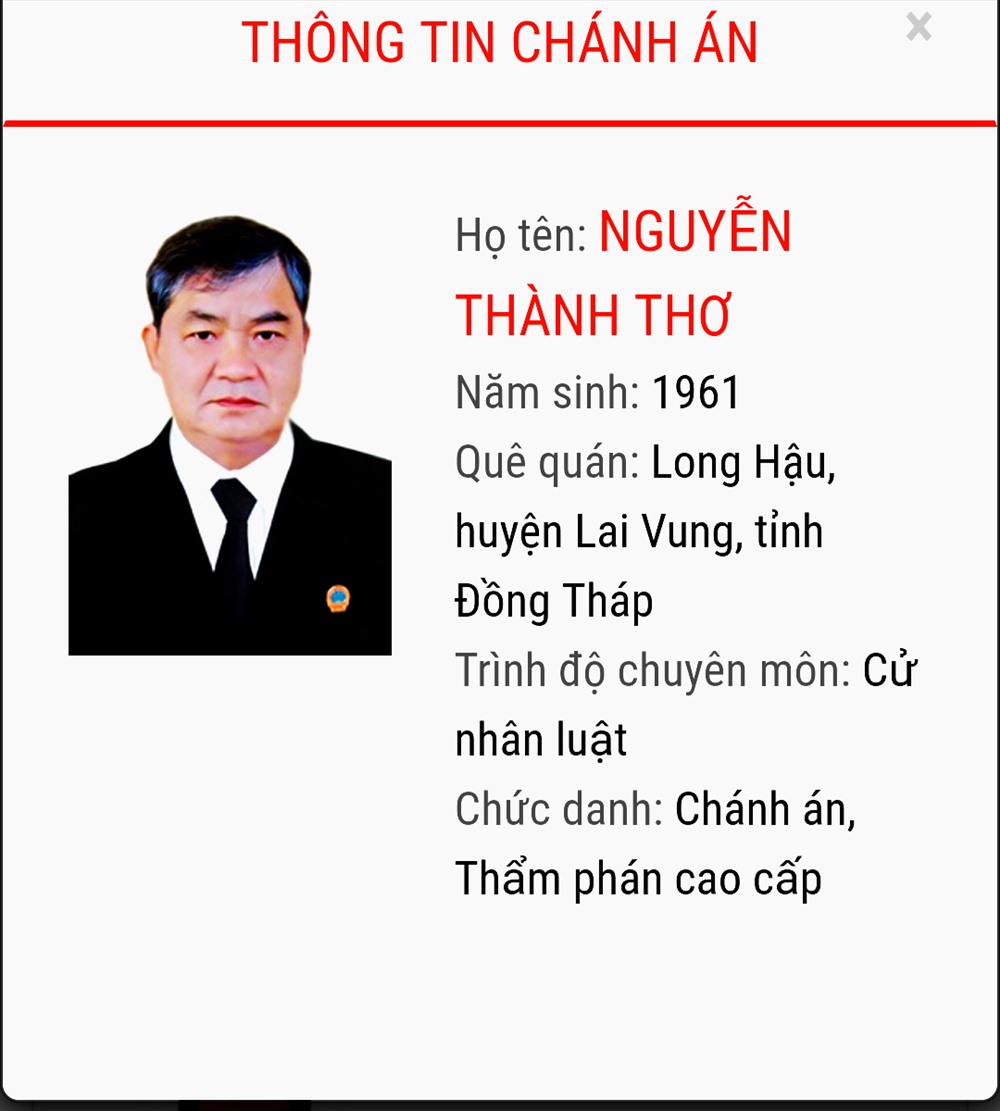 Chánh án TAND tỉnh Đồng Tháp Nguyễn Thành Thơ. Ảnh: TANDĐT