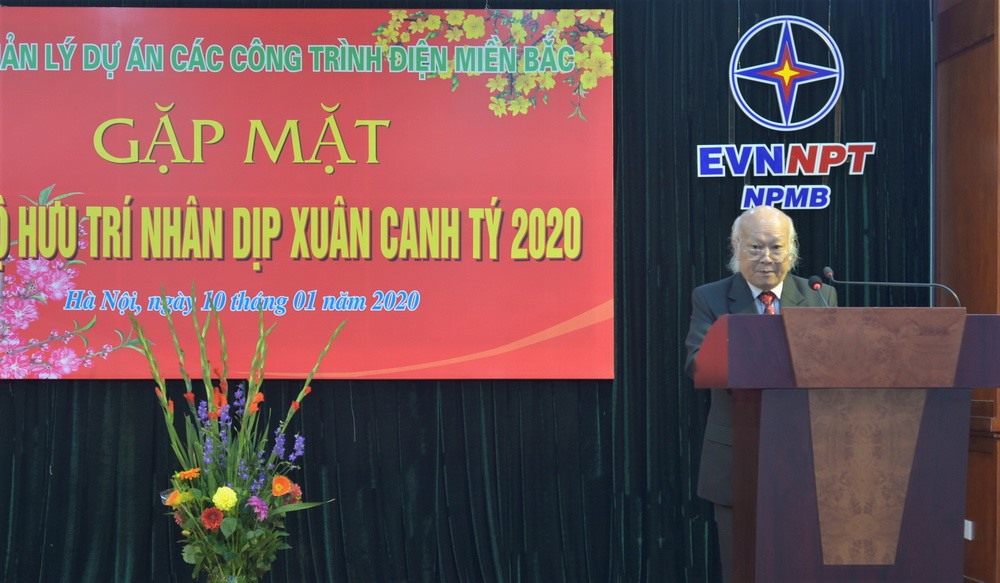 Ông Nguyễn Quốc An - Trưởng Ban Liên lạc hưu trí, nguyên Phó phòng Tổng hợp NPMB phát biểu về công tác hưu trí