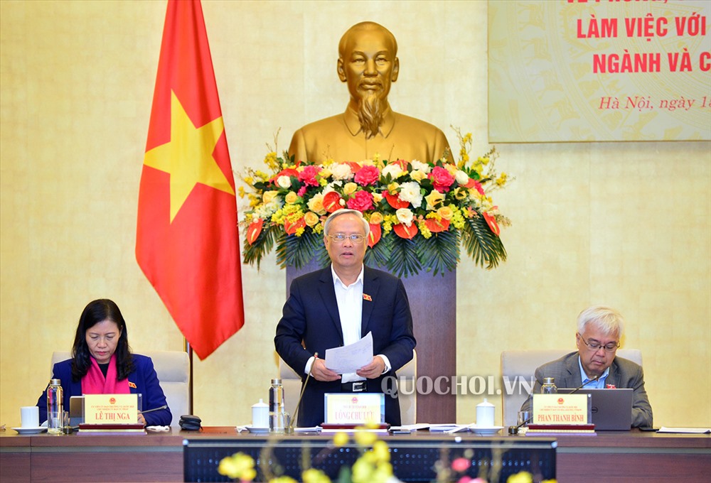 Phó Chủ tịch Quốc hội Uông Chu Lưu phát biểu tại buổi làm việc