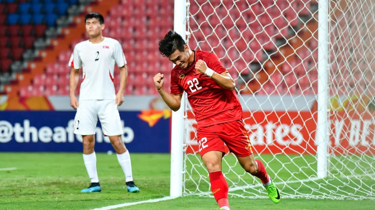 Tiến Linh ghi bàn duy nhất cho U23 Việt Nam tại Vòng chung kết U23 Châu Á 2020. Ảnh: AFC.