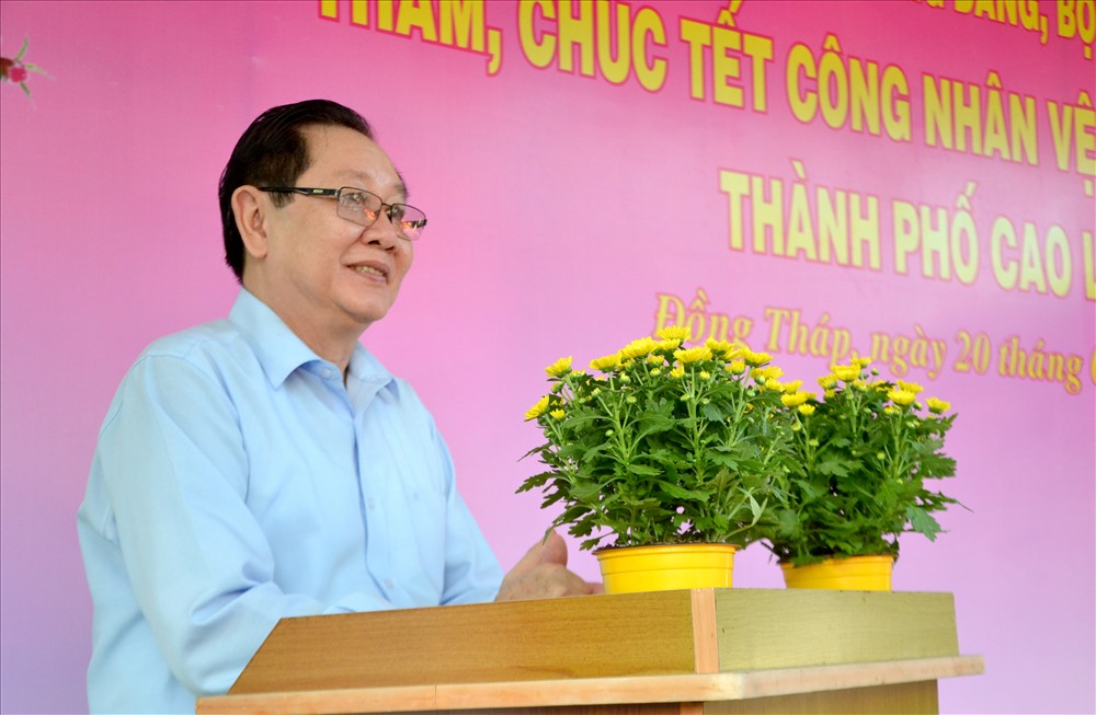 Bộ trưởng Bộ Nội vụ Lê Vĩnh Tân phát biểu tại buổi chúc Tết. Ảnh: Lục Tùng