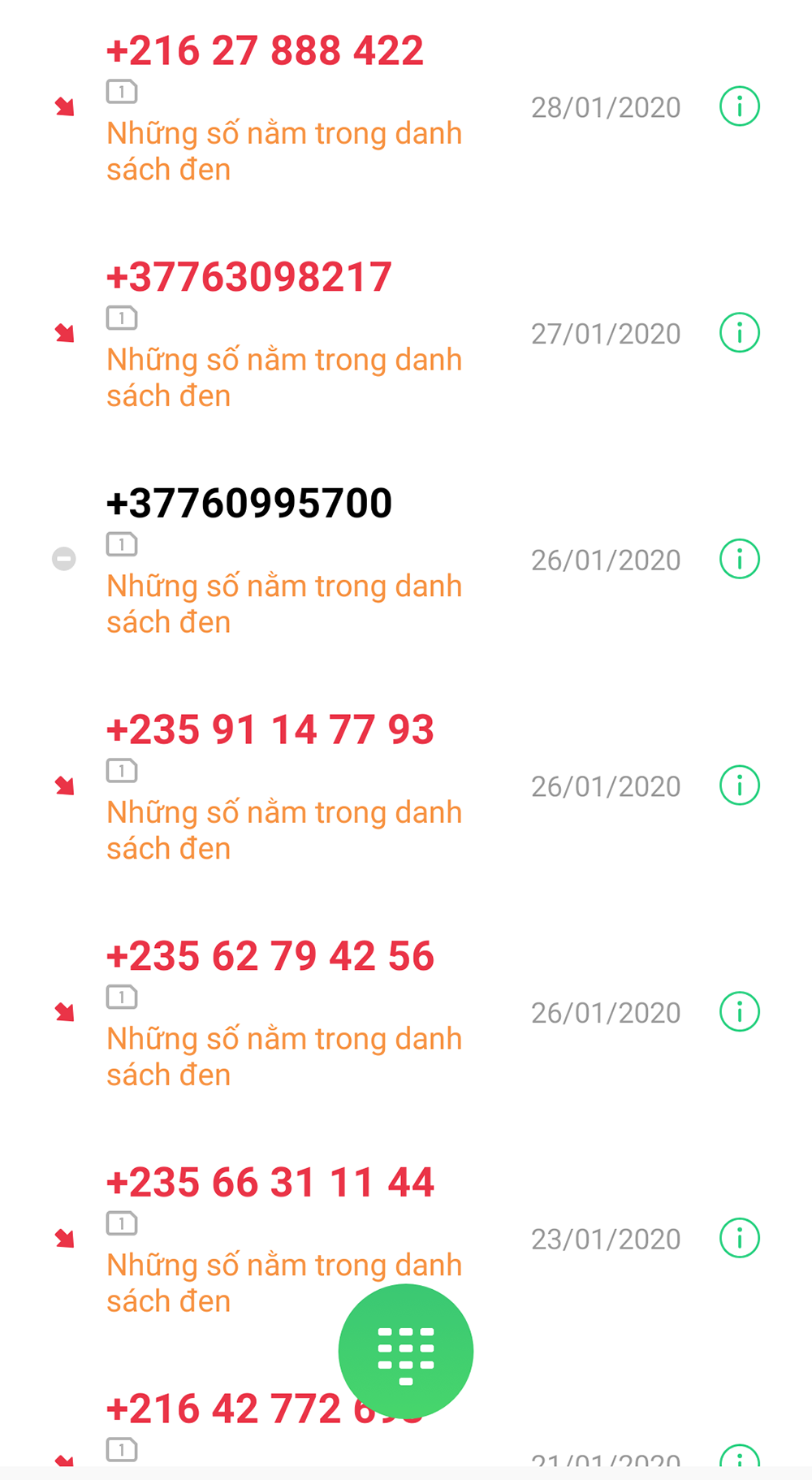 Những số điện thoại giả danh gọi để lừa đảo vào thời điểm trước và trong Tết (chụp màn hình)