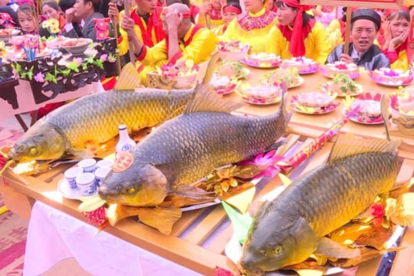 Phần thi cỗ cá đặc sắc của Lễ hội đền Trần