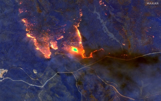 Những bức ảnh chụp từ không gian cho thấy mức độ tàn khốc của các đám cháy rừng ở Australia. Ảnh: Mirror.