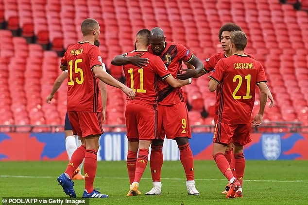 Lukaku ghi bàn mở tỉ số cho tuyển Bỉ. Ảnh: Getty