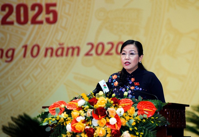 Bà Nguyễn Thanh Hải - Bí thư Tỉnh uỷ Thái Nguyên nhiệm kỳ 2015-2020. Ảnh BTN