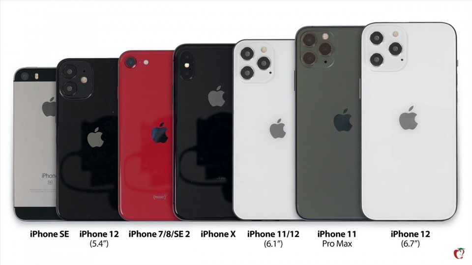 Kích thước tương đối của các dòng iPhone. Ảnh: MacRumors