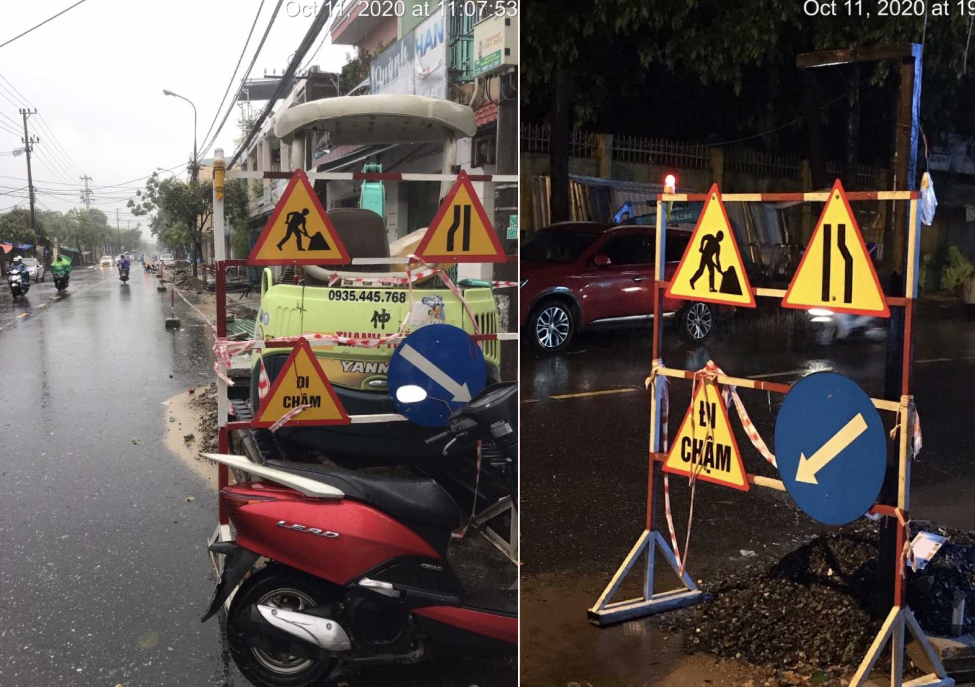 Sau khi báo Lao Động phản ánh, chủ đầu tư dự án cải tạo vỉa hè đã tổ chức thi công, đặt biển báo, khắc phục các khu vực hố sâu... Ảnh: Hữu Long