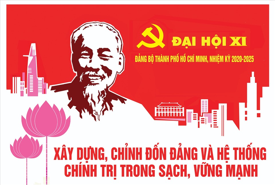 Một Poster tuyên truyền, cổ động Đại hội đại biểu Đảng bộ thành phố lần thứ XI, nhiệm kỳ 2020 – 2025.