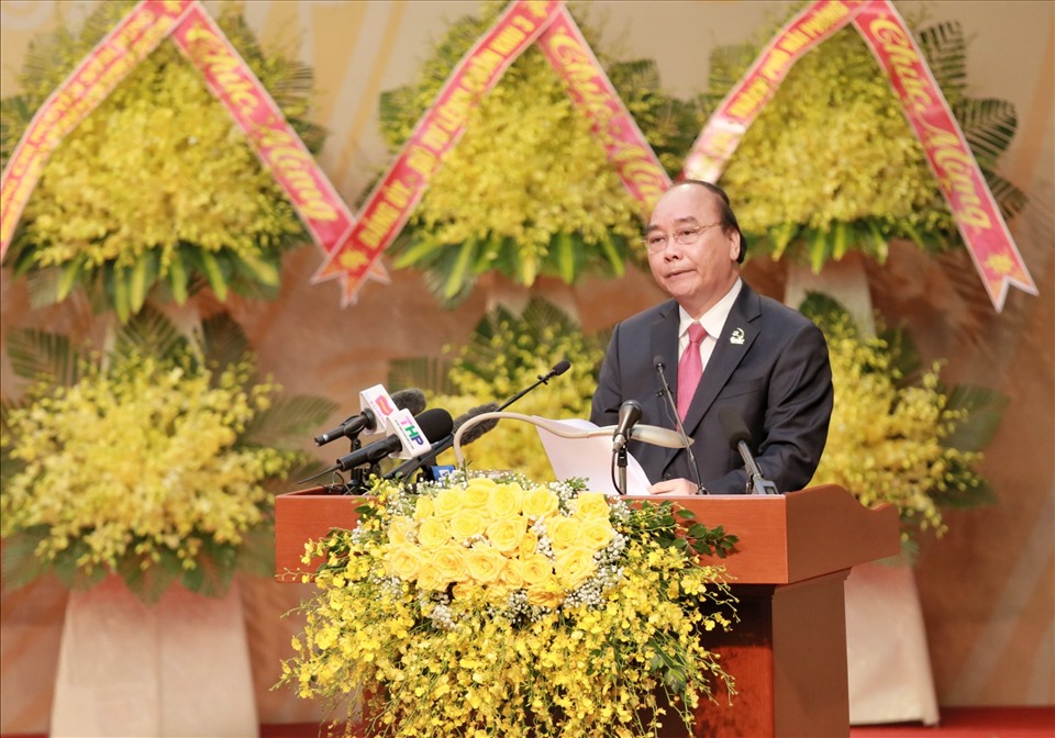 Thủ tướng Nguyễn Xuân Phúc phát biểu chỉ đạo Đại hội đại biểu Đảng bộ TP Hải Phòng sáng ngày 14.10 - ảnh HP
