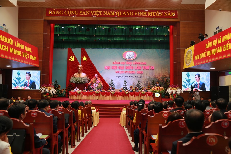 Sáng ngày 15.10, Đại hội đại biểu Đảng bộ tỉnh Đồng Nai lần thứ XI, nhiệm kỳ 2020-2025 chính thức khai mạc. Ảnh: Minh Châu