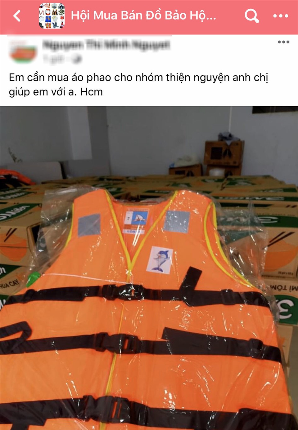 Nhiều nhóm từ thiện đang tìm mua áo phao gửi vào cứu trợ miền Trung nhưng không có. Ảnh: Chụp màn hình