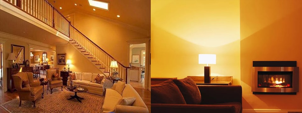 Ánh sáng vàng giúp căn phòng trở nên ấm cúng hơn. Đồ họa: Kim Nhung