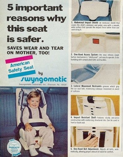 Vào thập niên 1970, các quy định tại Mỹ về ghế cho trẻ em trên ô tô bắt đầu được áp dụng để đảm bảo an toàn. Ảnh: goodhousekeeping.com