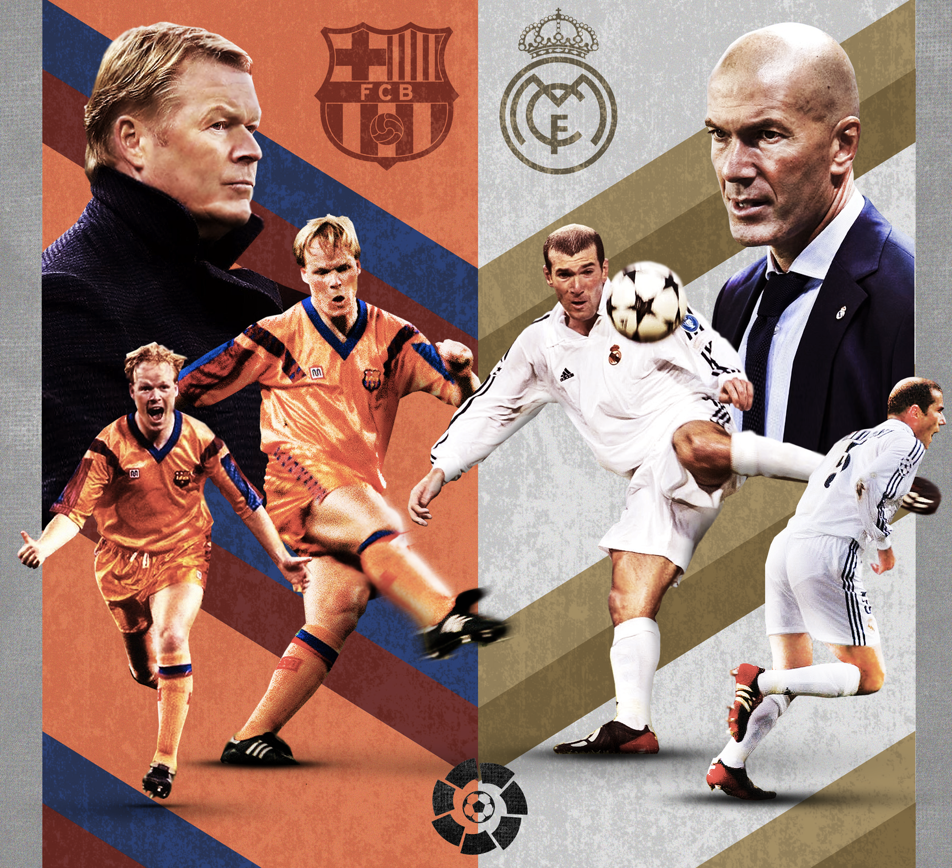 Ronal Koeman và Zidane sẽ có cuộc đối đầu hấp dẫn trên cương vị huấn luyện ở trận El Clasico Barcelona - Real Madrid. Ảnh: La Liga.