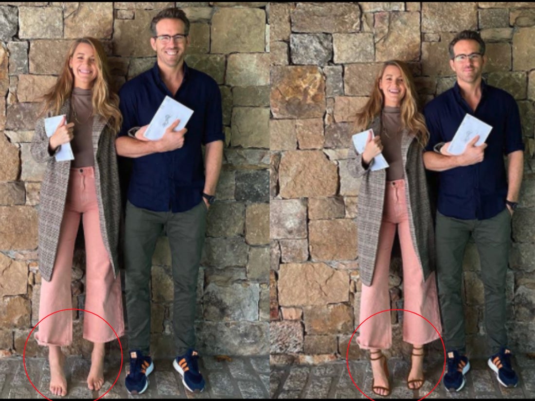 Blake Lively và Ryan Reynolds đã đăng hai phiên bản khác nhau của cùng một bức ảnh bí ẩn - một bức cho thấy Lively mang giày và một bức không. Ảnh: @vancityreynolds/Instagram; @blakelively/Instagram