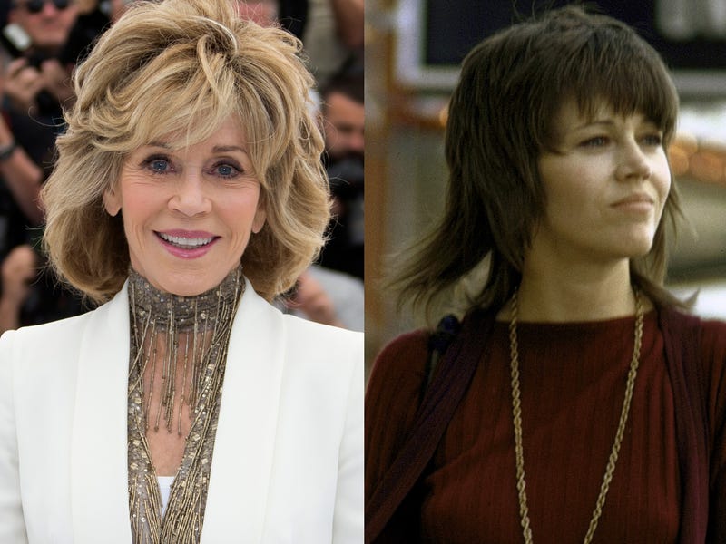 Jane Fonda trong hai kiểu tóc. Ảnh: Getty.