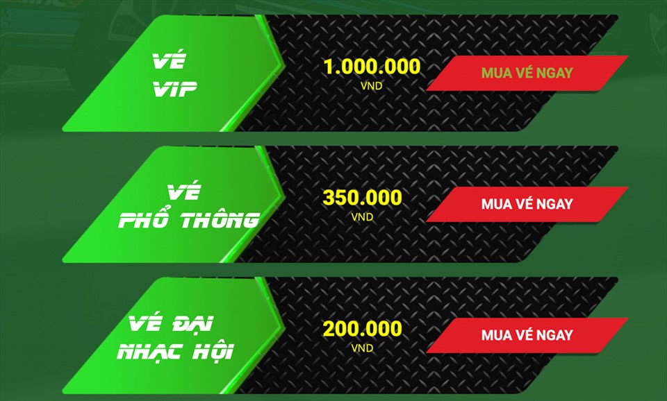 Giá vé tham dự Vietnam Racing Festival 2020. Ảnh: Học viện đua xe thể thao Việt Nam
